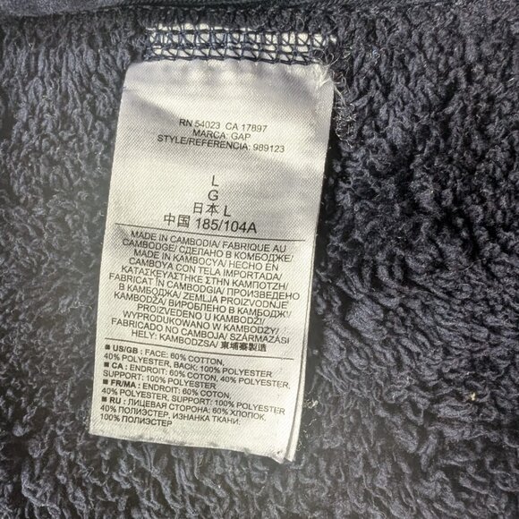 Gap Sherpa Lined Full Zip Jacket Men’s L Navy Fleece Lined Warm Casual Coat - Picture 3 of 5